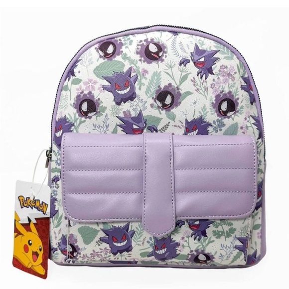 Pokemon Handbags - Pokemon - Pokémon Gengar Print Mini Backpack - White/Purple White/Purple